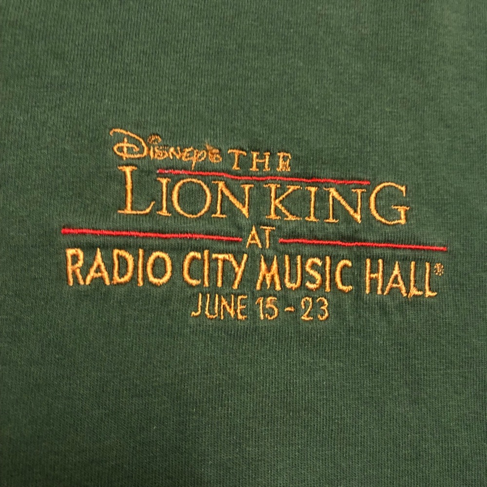 Vintage Disney The Lion King Radio City‎ Music Hall T-Shirt XL Green Anvil 90s